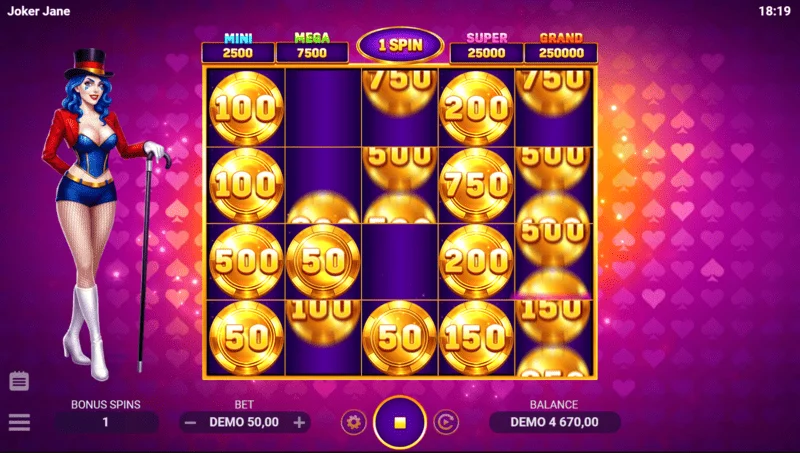 Joker Jane - game screen during the money round
