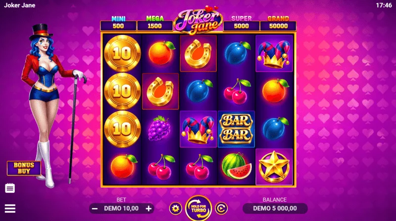 Joker Jane - main game screen with reels